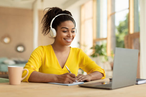 Female studying online